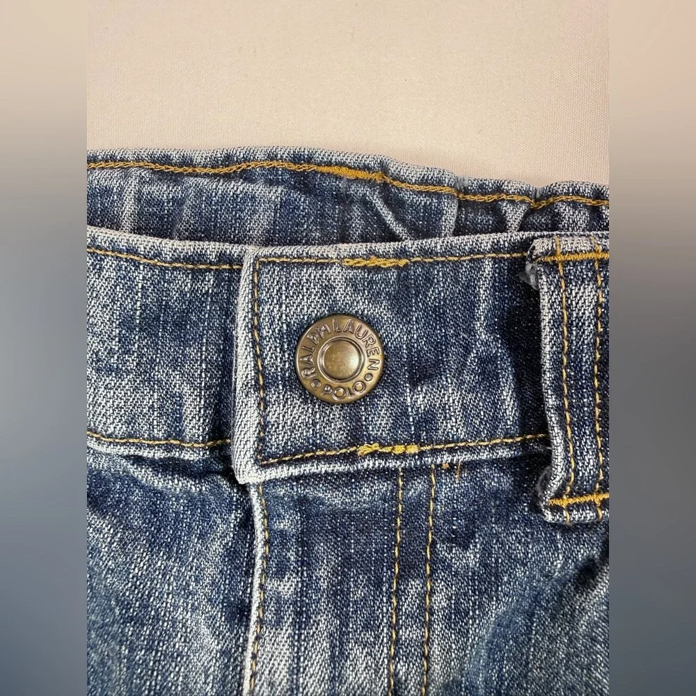RALPH LAUREN Girls' Cotton Blend Y2K-Inspired Dark Wash Bootcut Leg Jeans Size 6